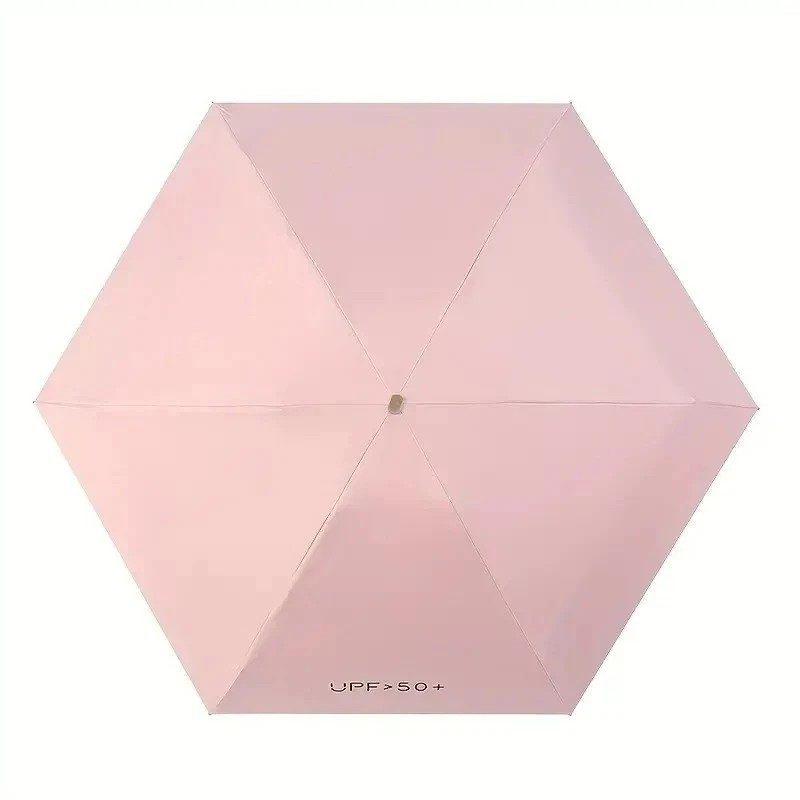 粉色六折防晒伞 便携折叠太阳伞防紫外线