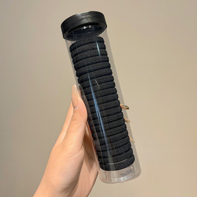 黑色发圈筒装 高弹力扎头发橡皮筋粗头绳